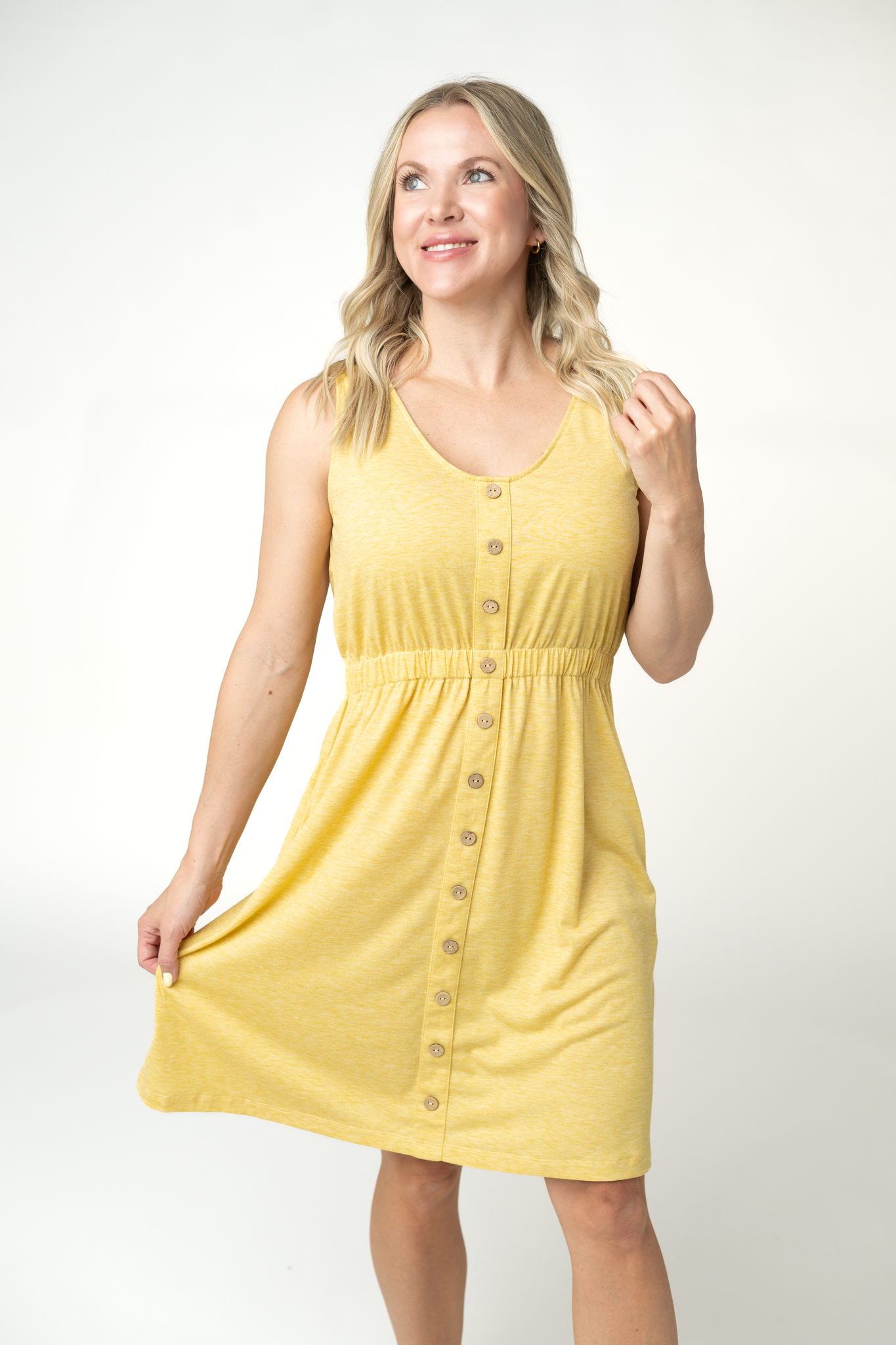 IN STOCK Beverly Button Dress - Yellow FINAL SALE
