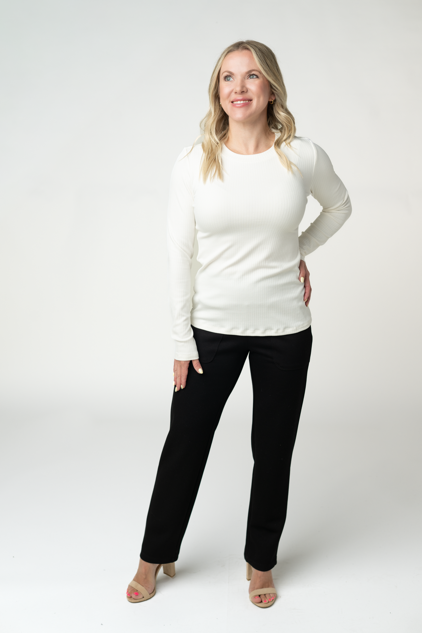 IN STOCK Reese Ribbed Long Sleeve Top - Ivory