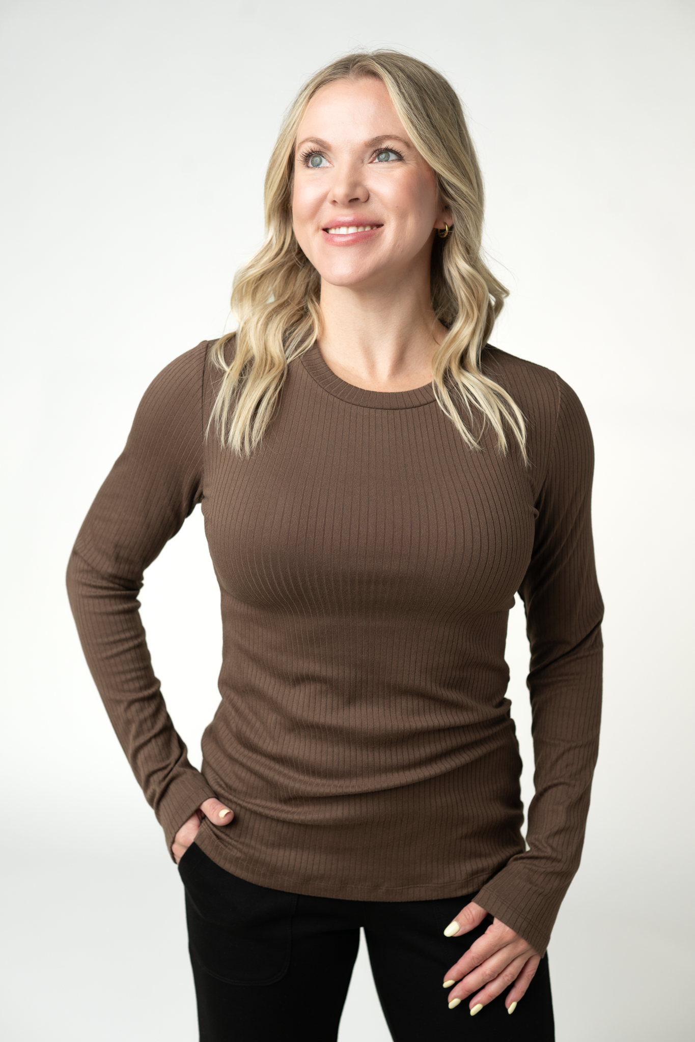 IN STOCK Reese Ribbed Long Sleeve Top - Brown