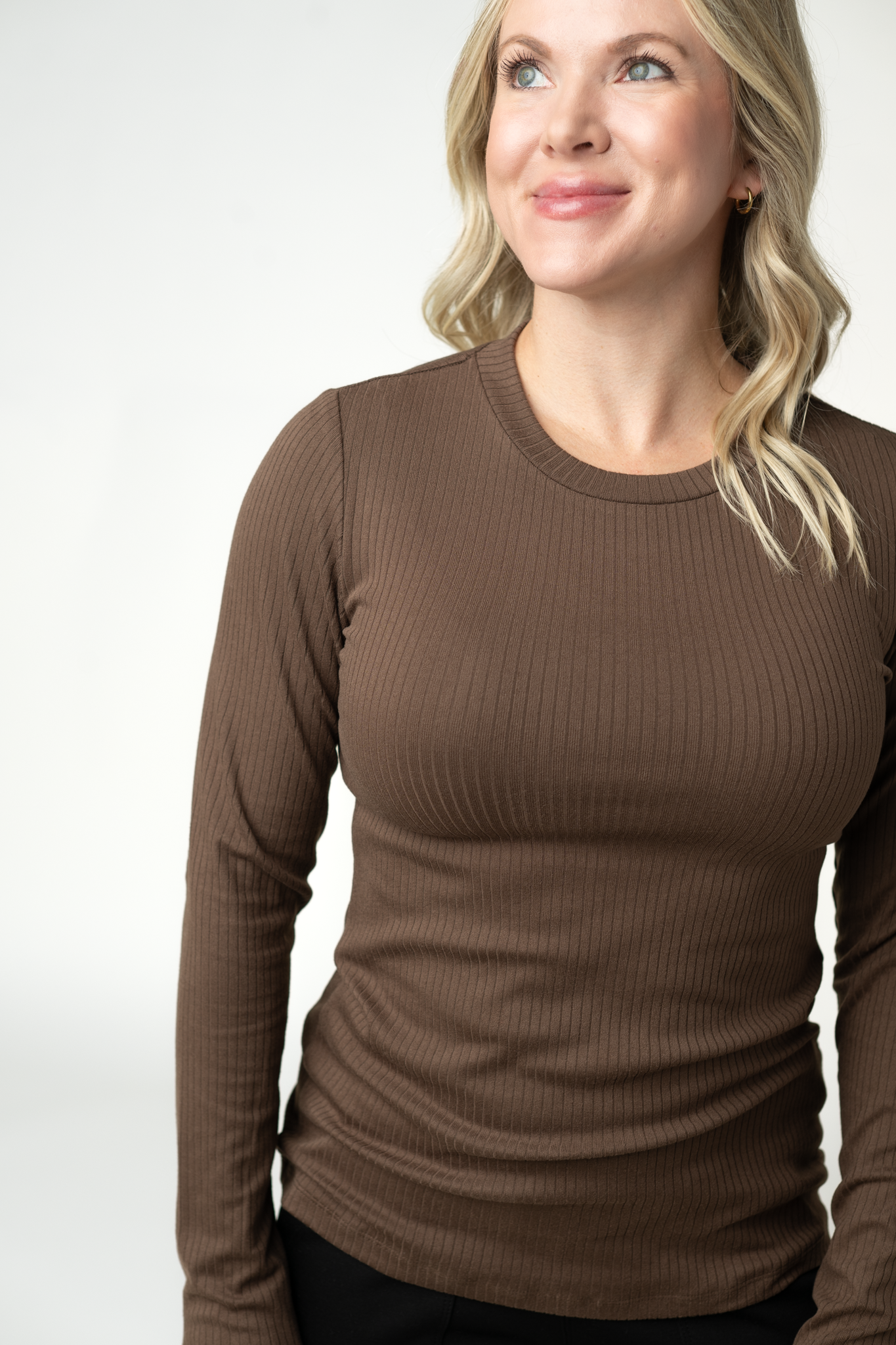 IN STOCK Reese Ribbed Long Sleeve Top - Brown
