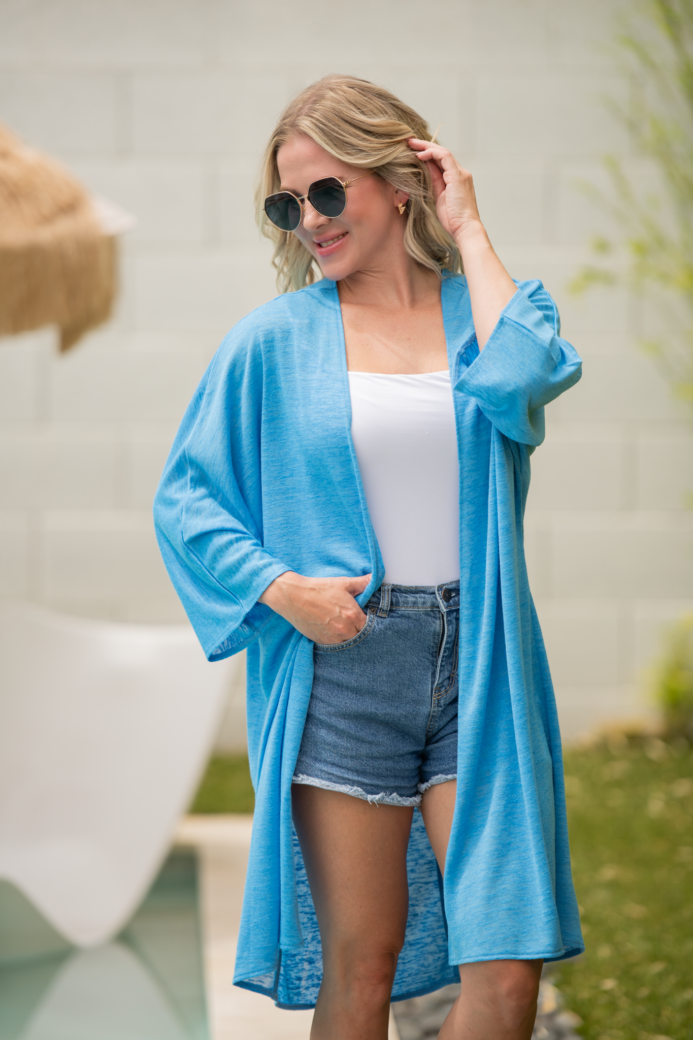IN STOCK Ellie Cover-Up Kimono - Light Blue FINAL SALE