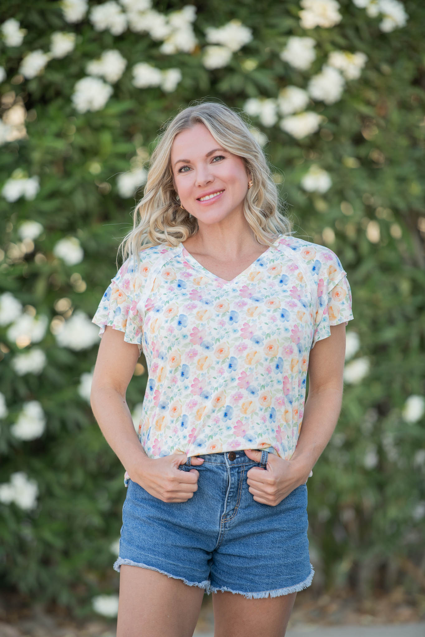 IN STOCK Raelynn V-Neck Top - Petal Gardens FINAL SALE