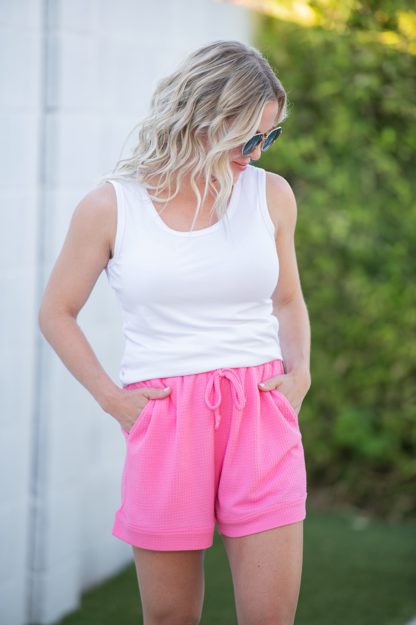 IN STOCK Weslie Waffle Shorts - Pink FINAL SALE