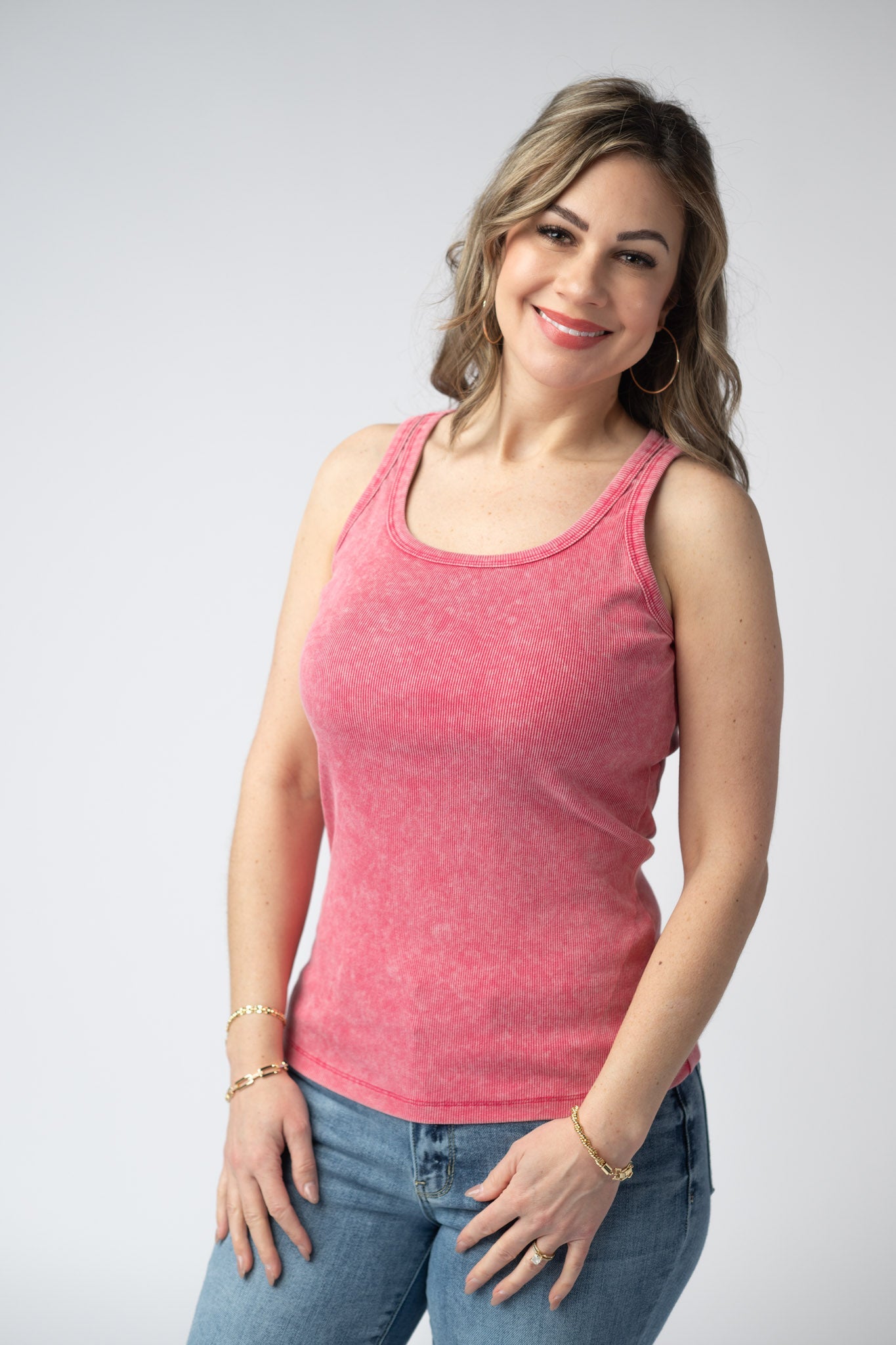 IN STOCK Audrey Vintage Wash Tank - Red FINAL SALE