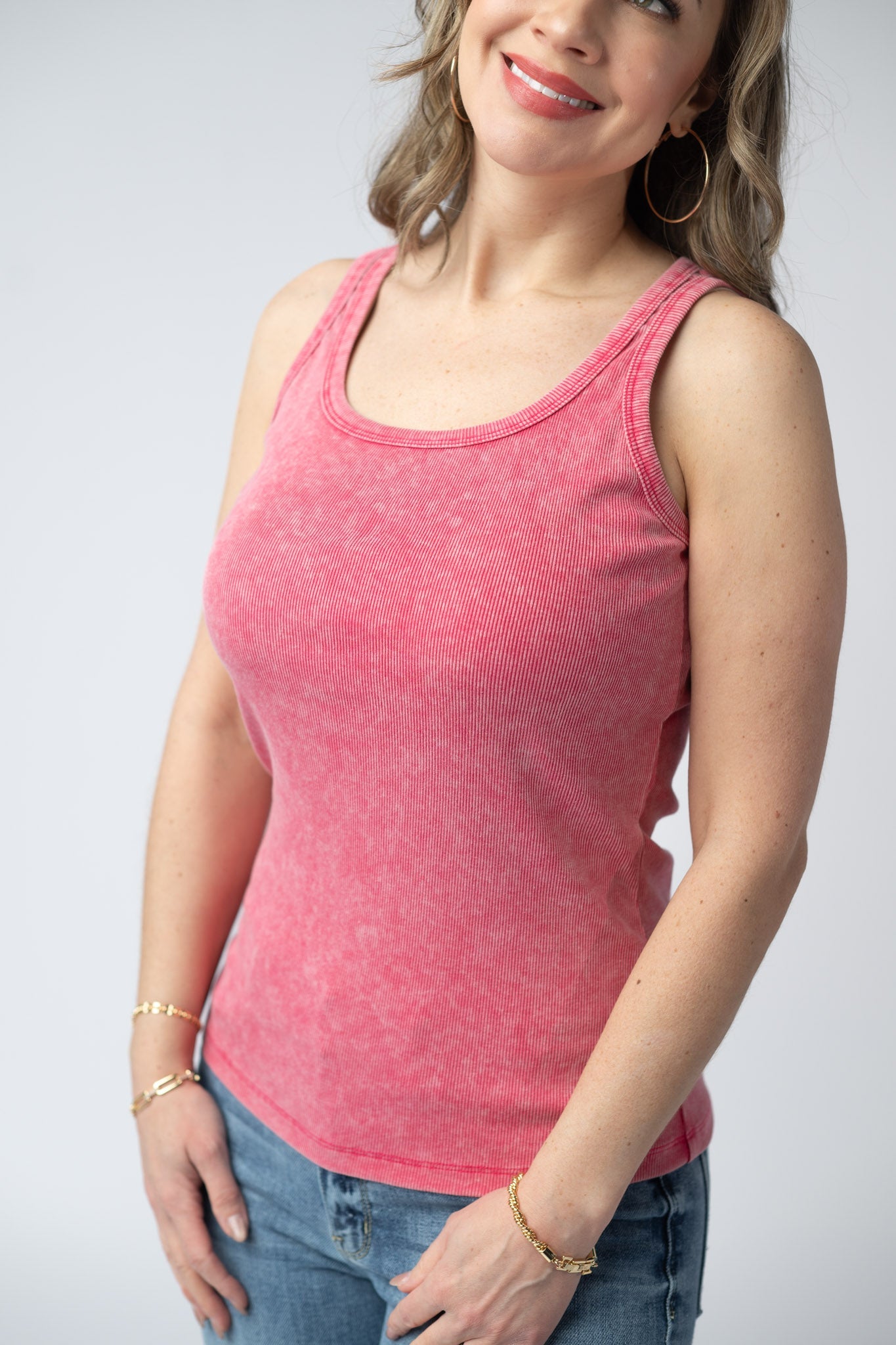 IN STOCK Audrey Vintage Wash Tank - Red FINAL SALE
