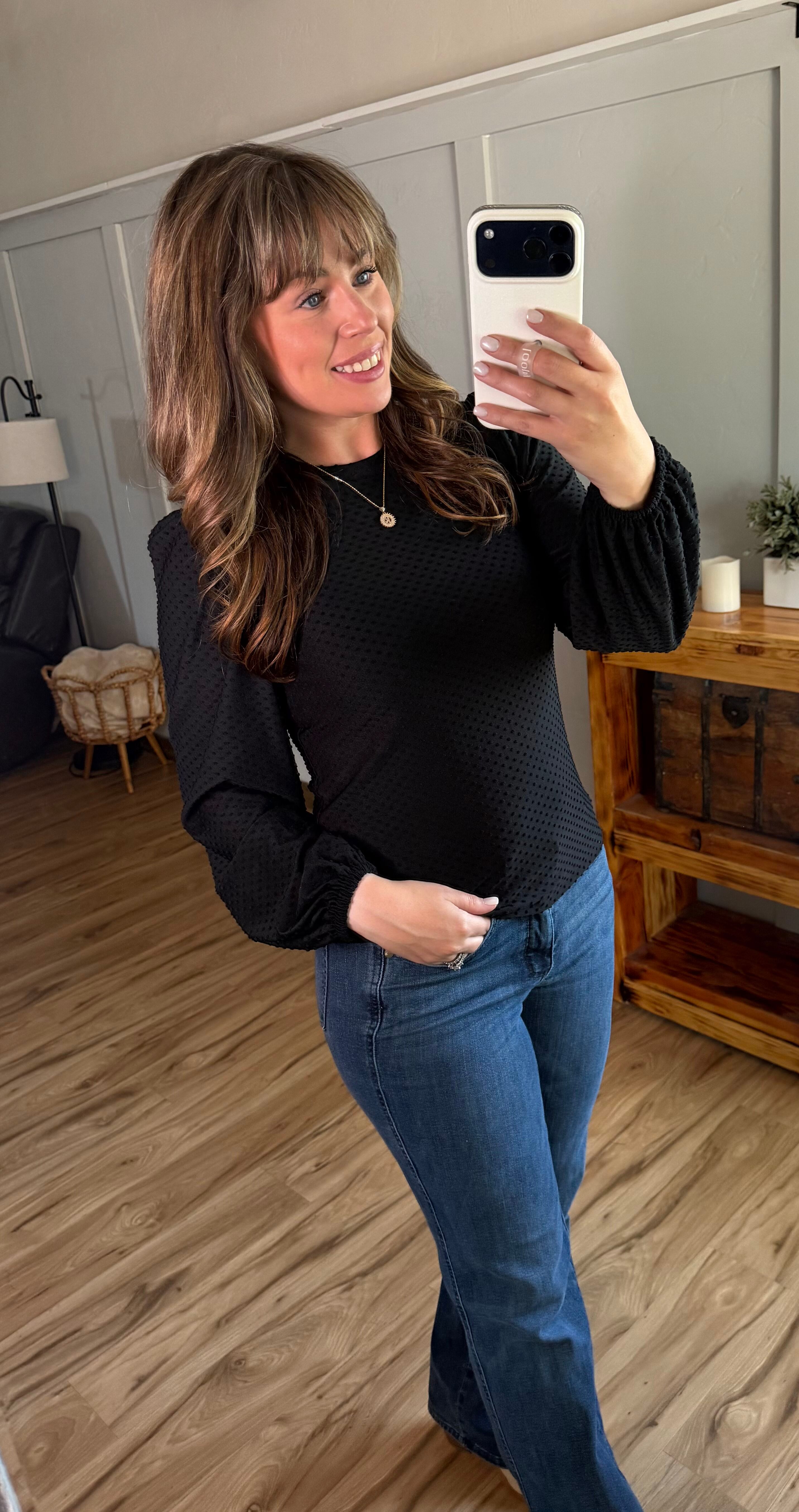 IN STOCK Miranda Dot Top - Black