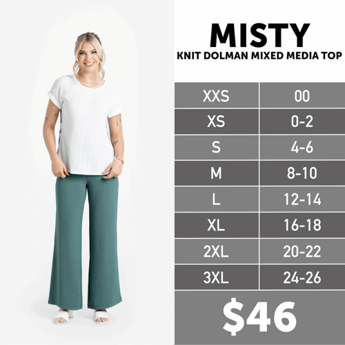 Misty Size Chart