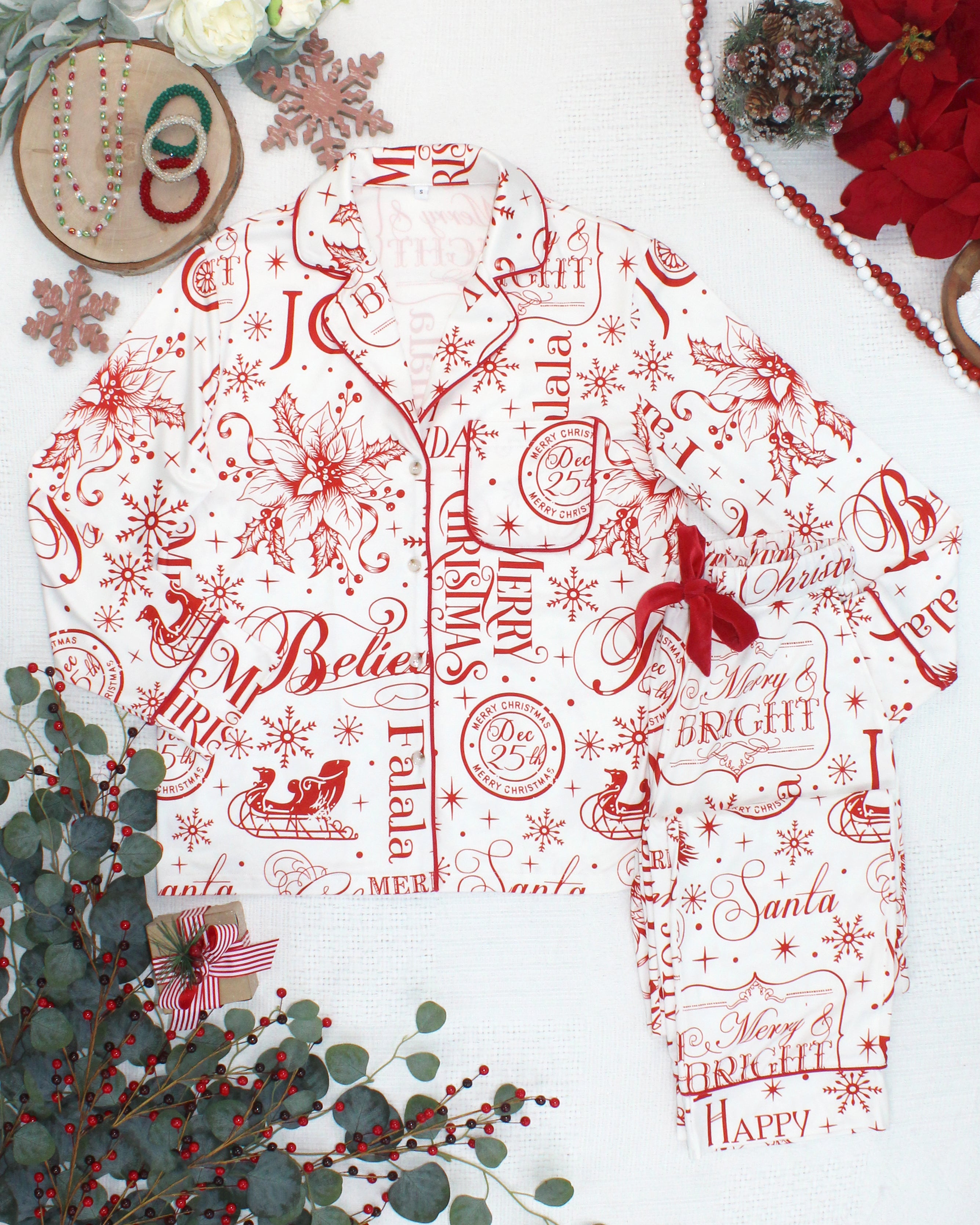 IN STOCK Pajama Top and Pants Set - Merry & Bright