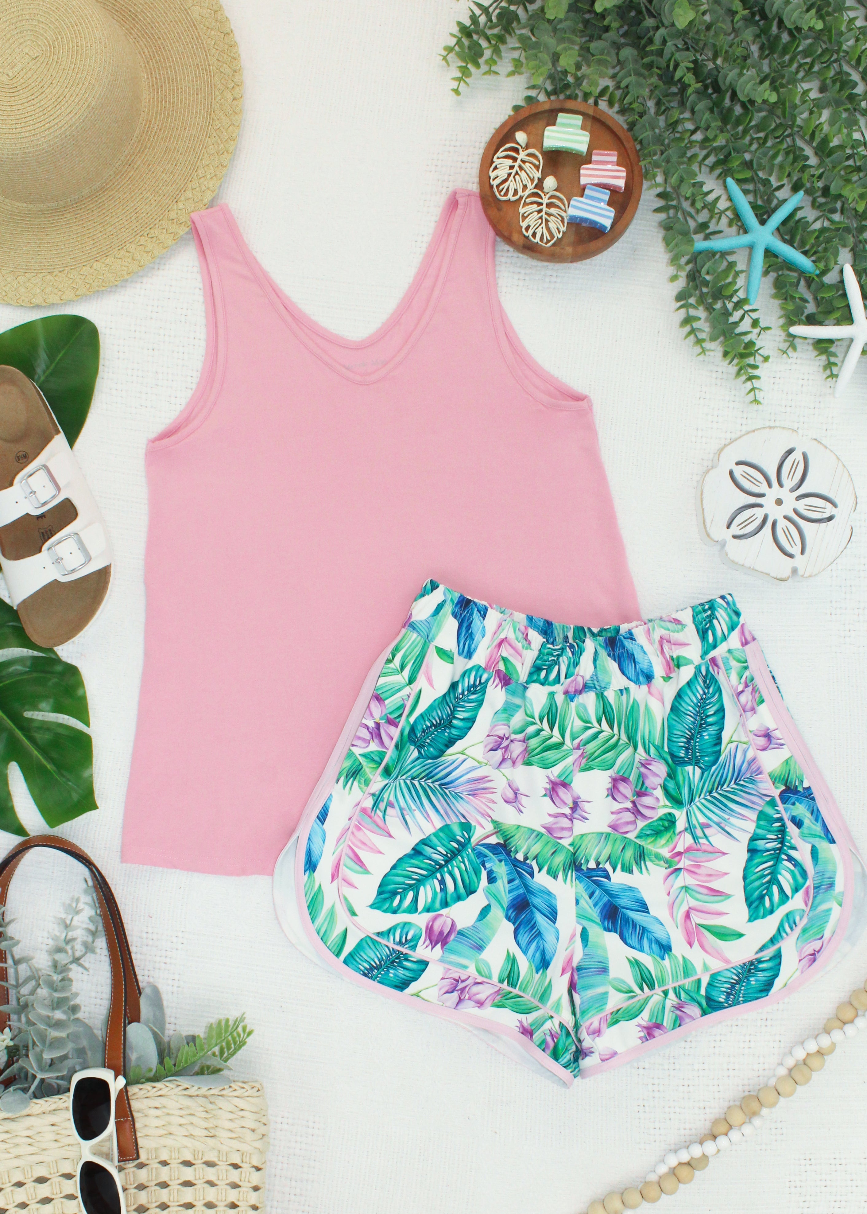 IN STOCK Dolphin Shorts - Tropical Leaf FINAL SALE