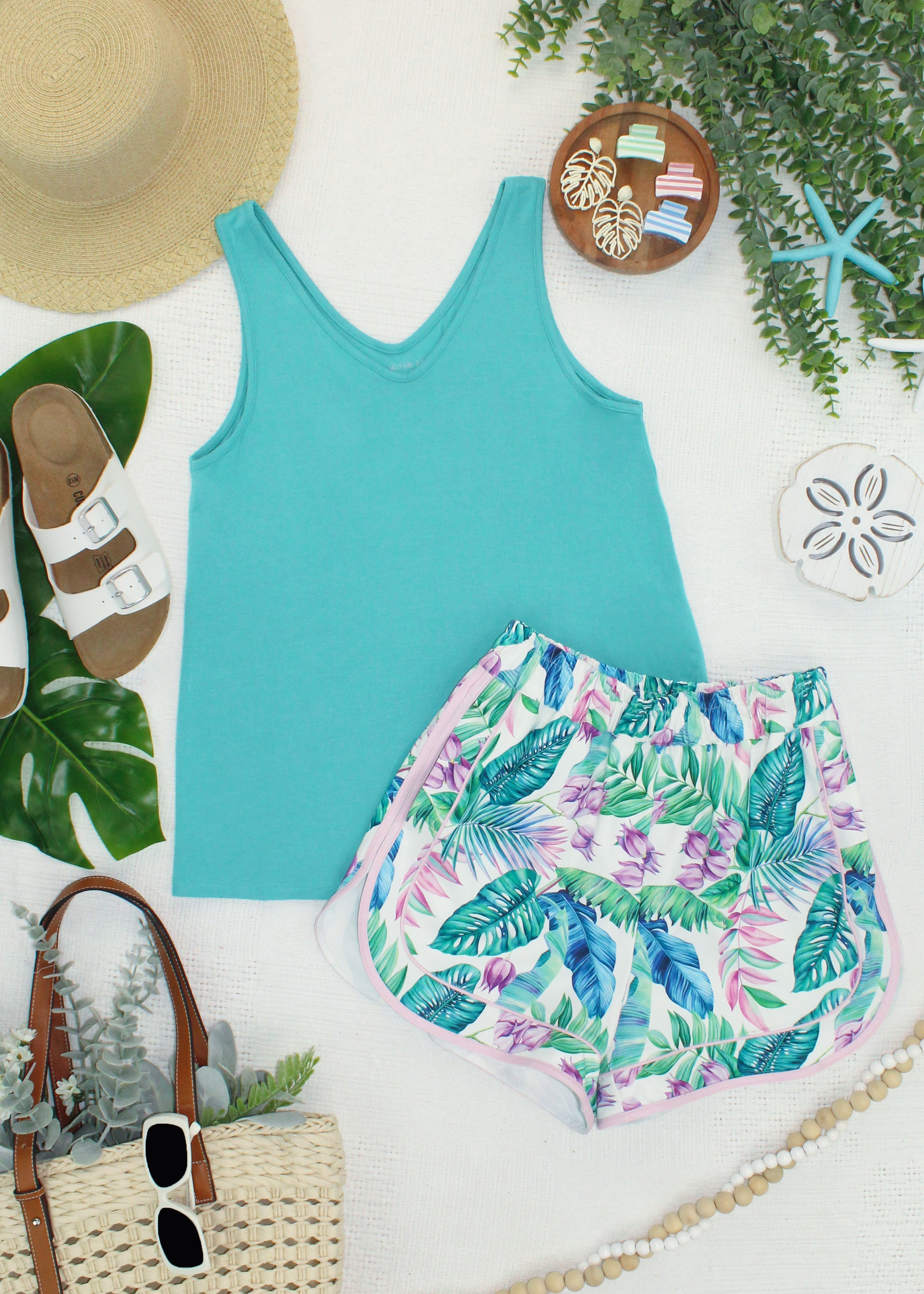IN STOCK Dolphin Shorts - Tropical Leaf FINAL SALE