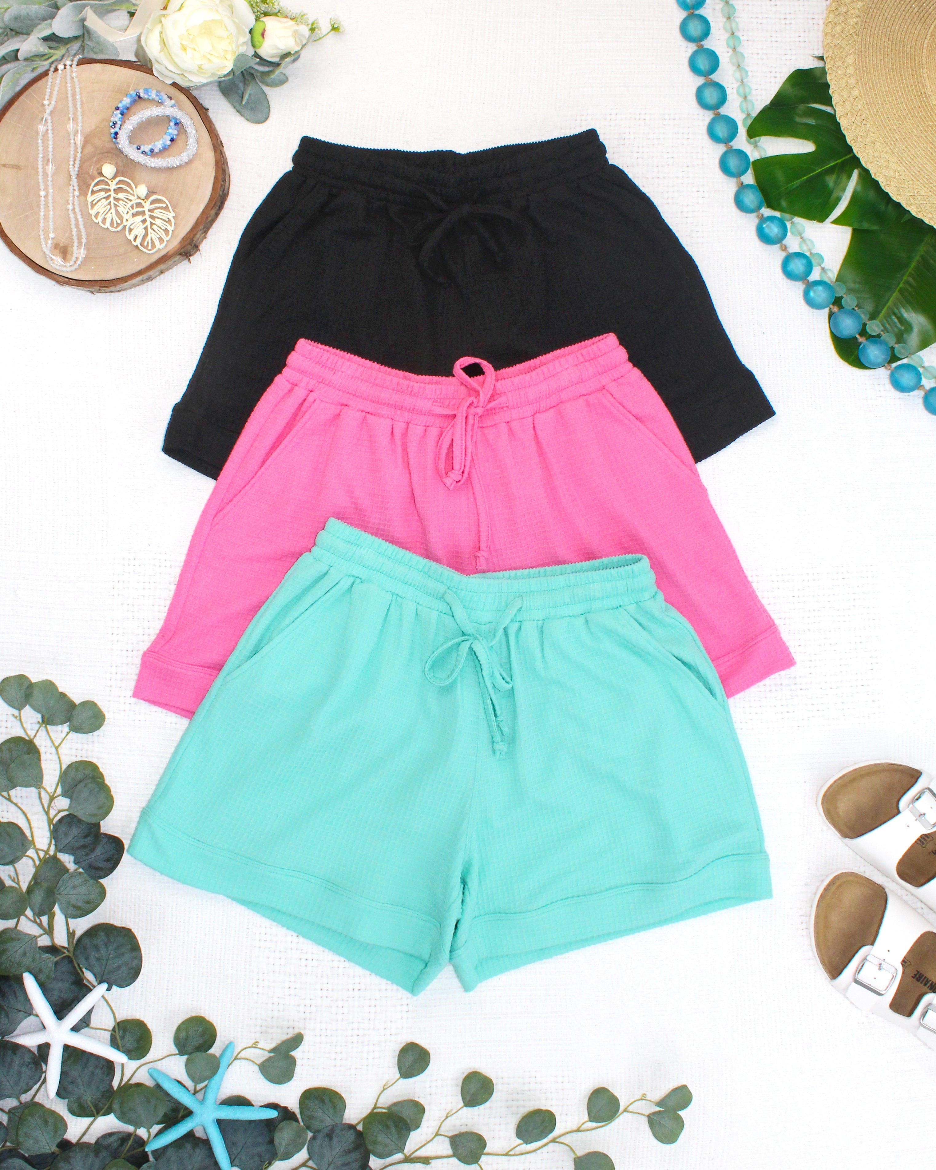 IN STOCK Weslie Waffle Shorts - Pink FINAL SALE