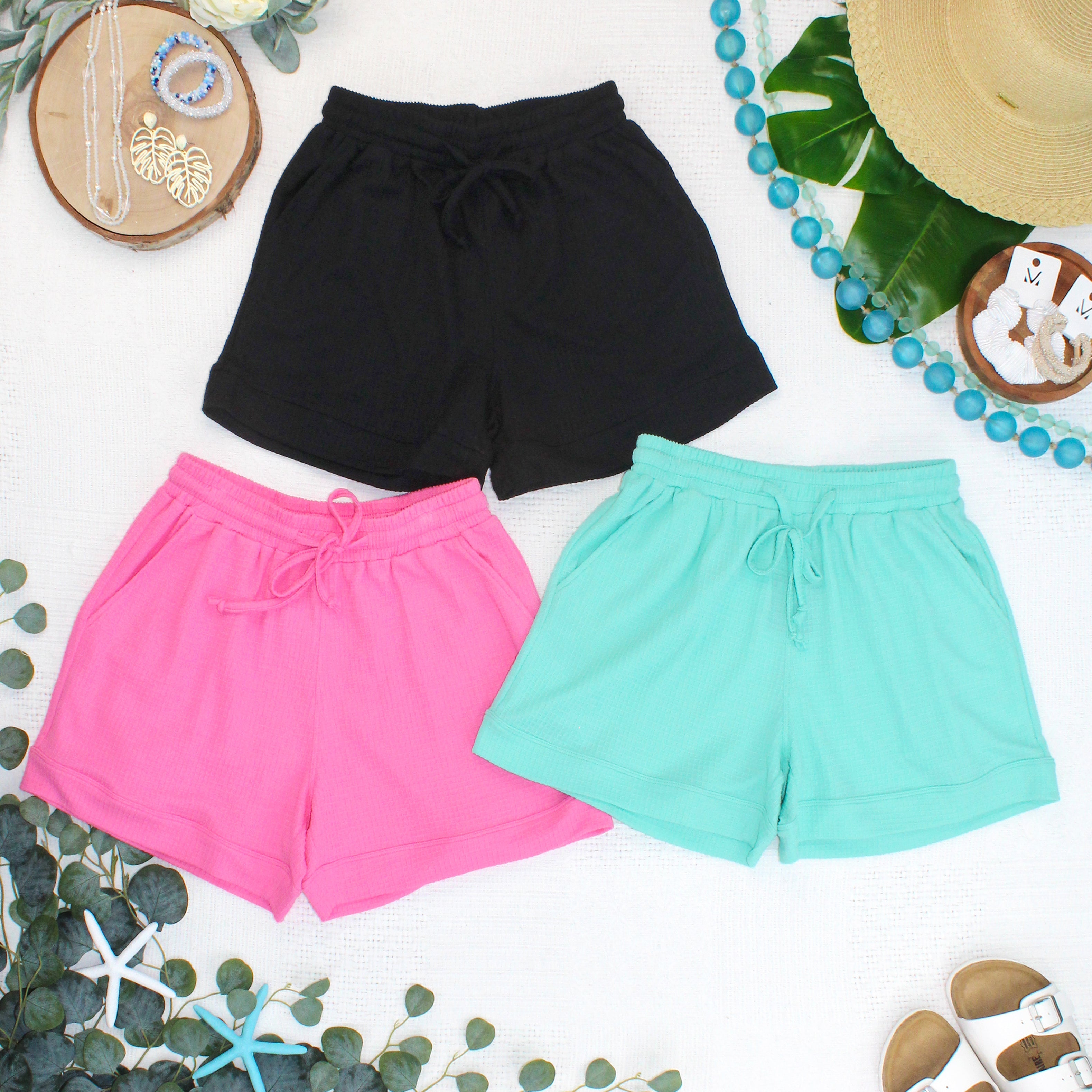 IN STOCK Weslie Waffle Shorts - Pink FINAL SALE
