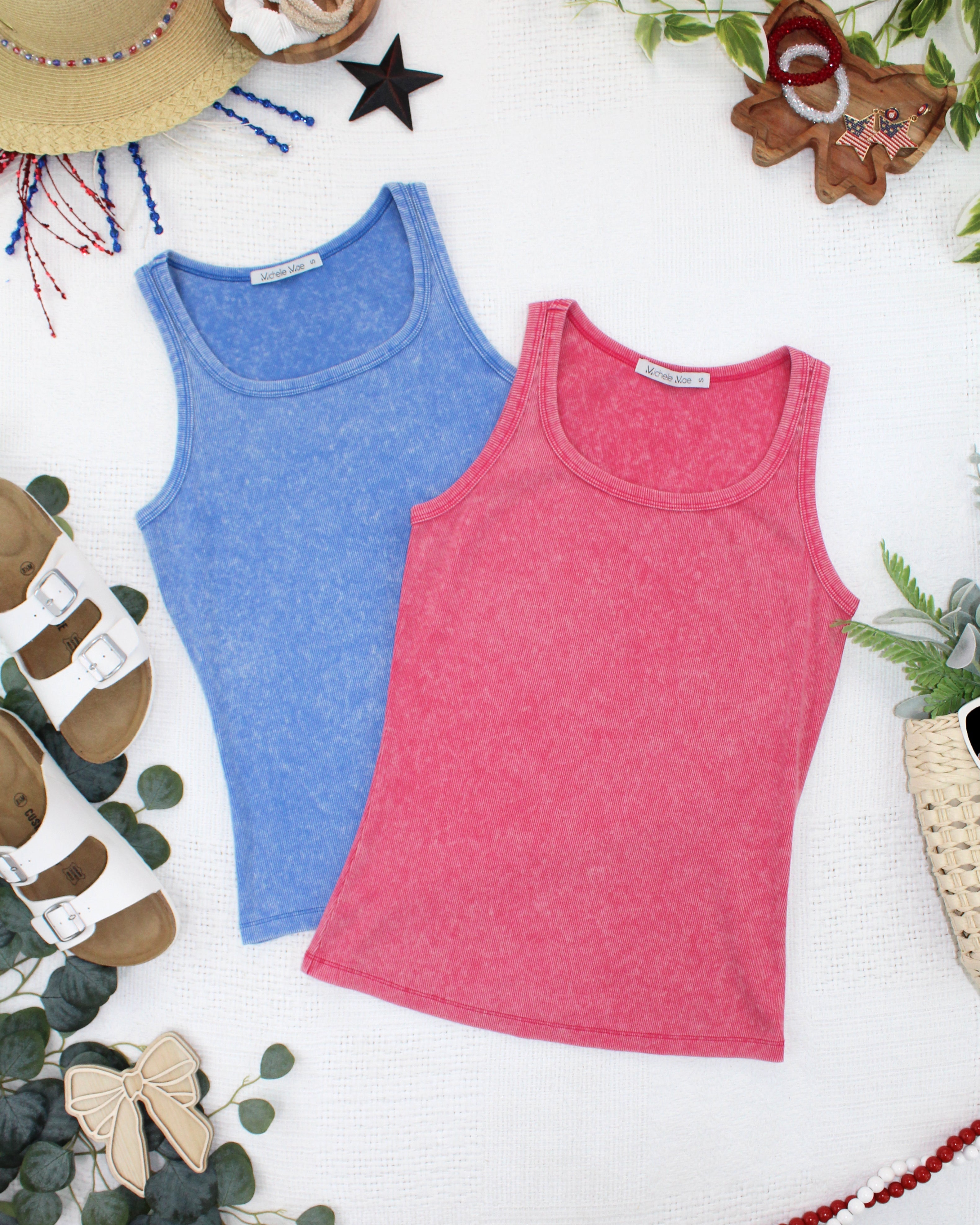 IN STOCK Audrey Vintage Wash Tank - Red FINAL SALE