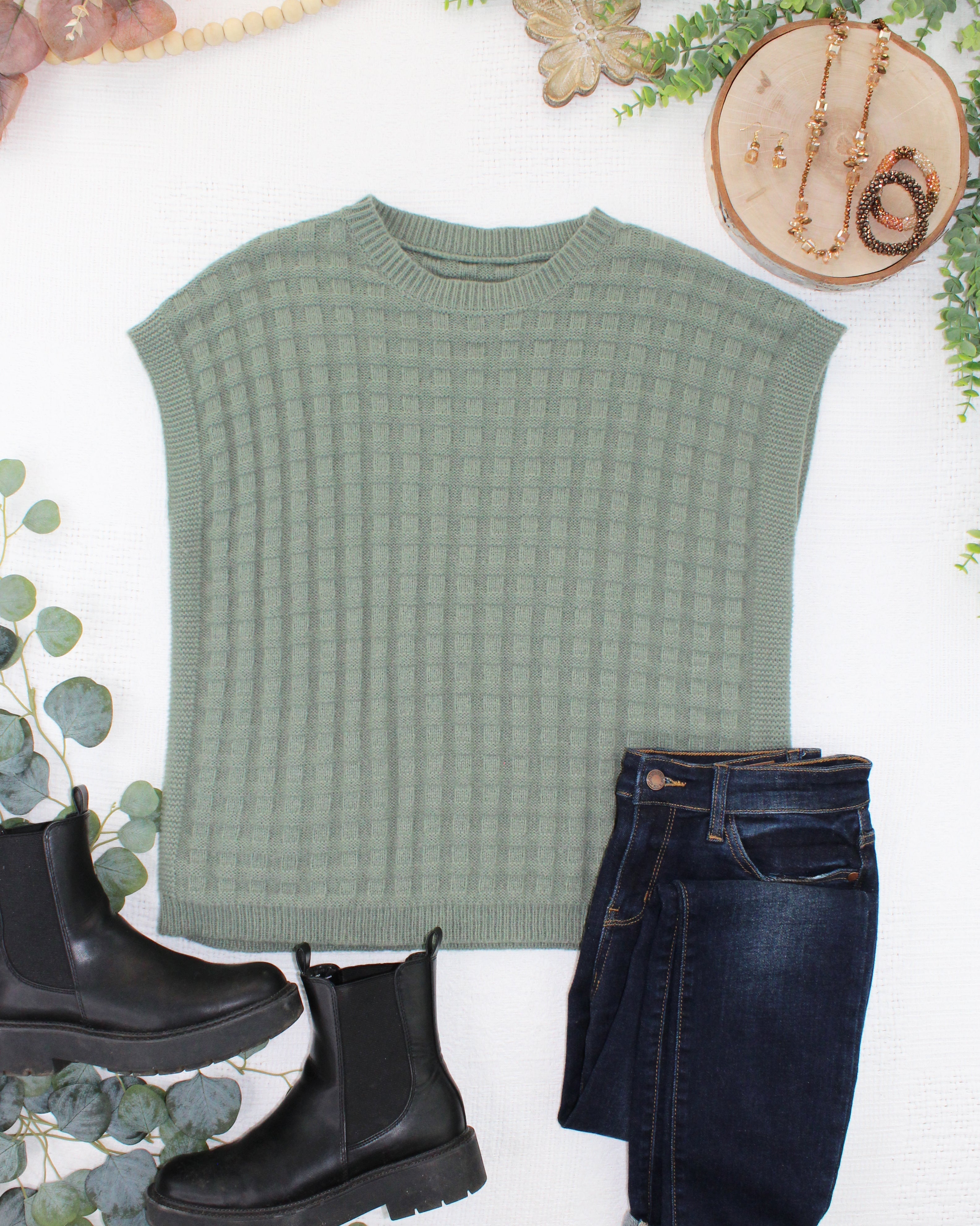 IN STOCK Kelly Knitted Top - Sage