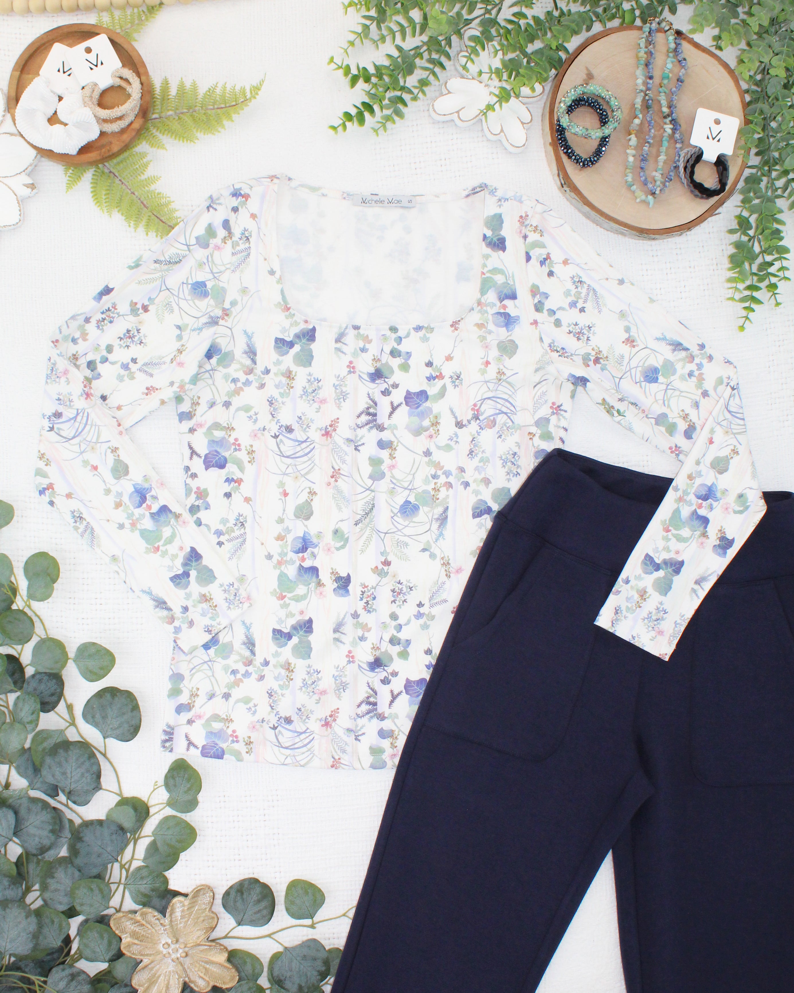 IN STOCK Alyssa Long Sleeve Top - Olive Meadow