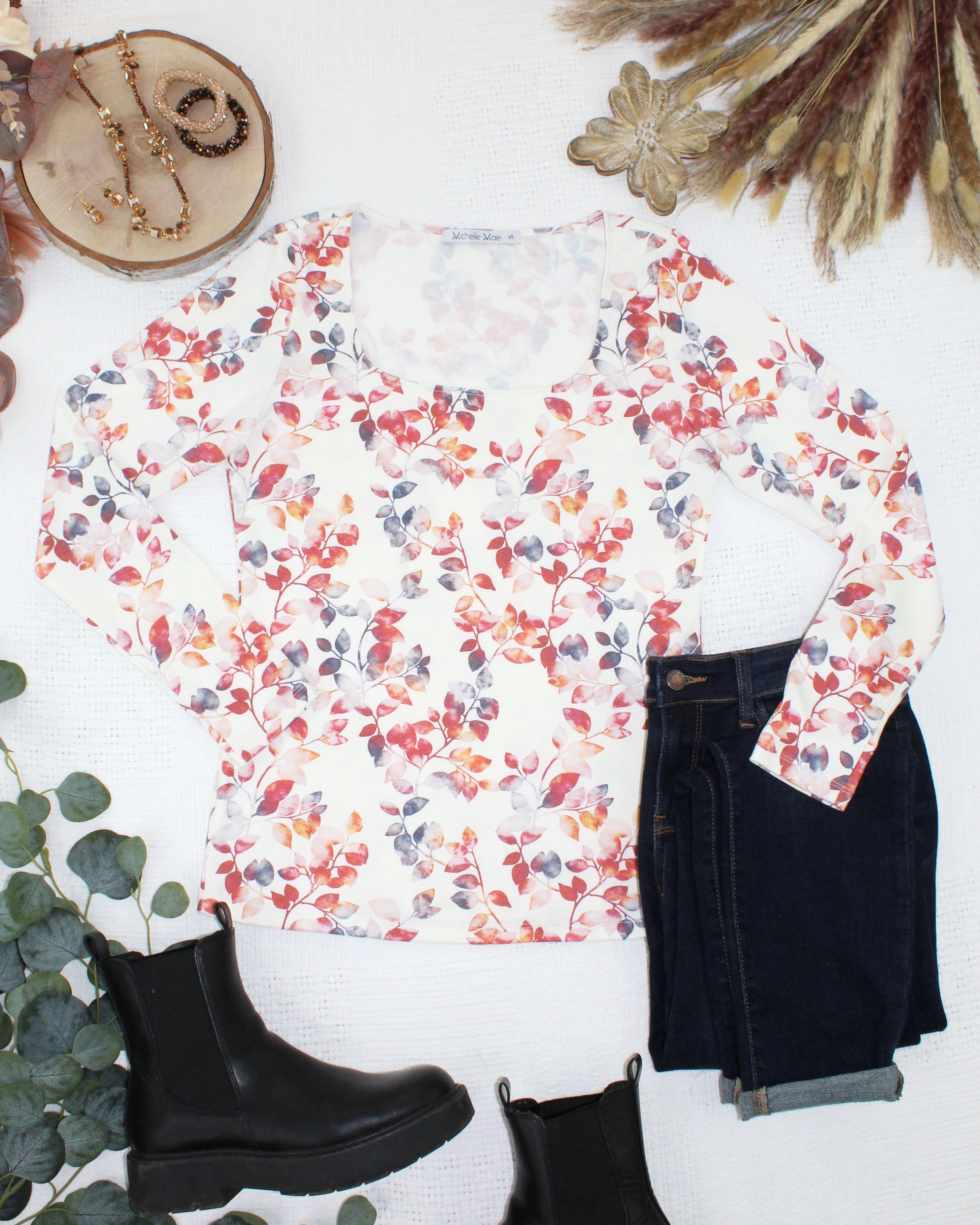 IN STOCK Alyssa Long Sleeve Top - Autumn Watercolor